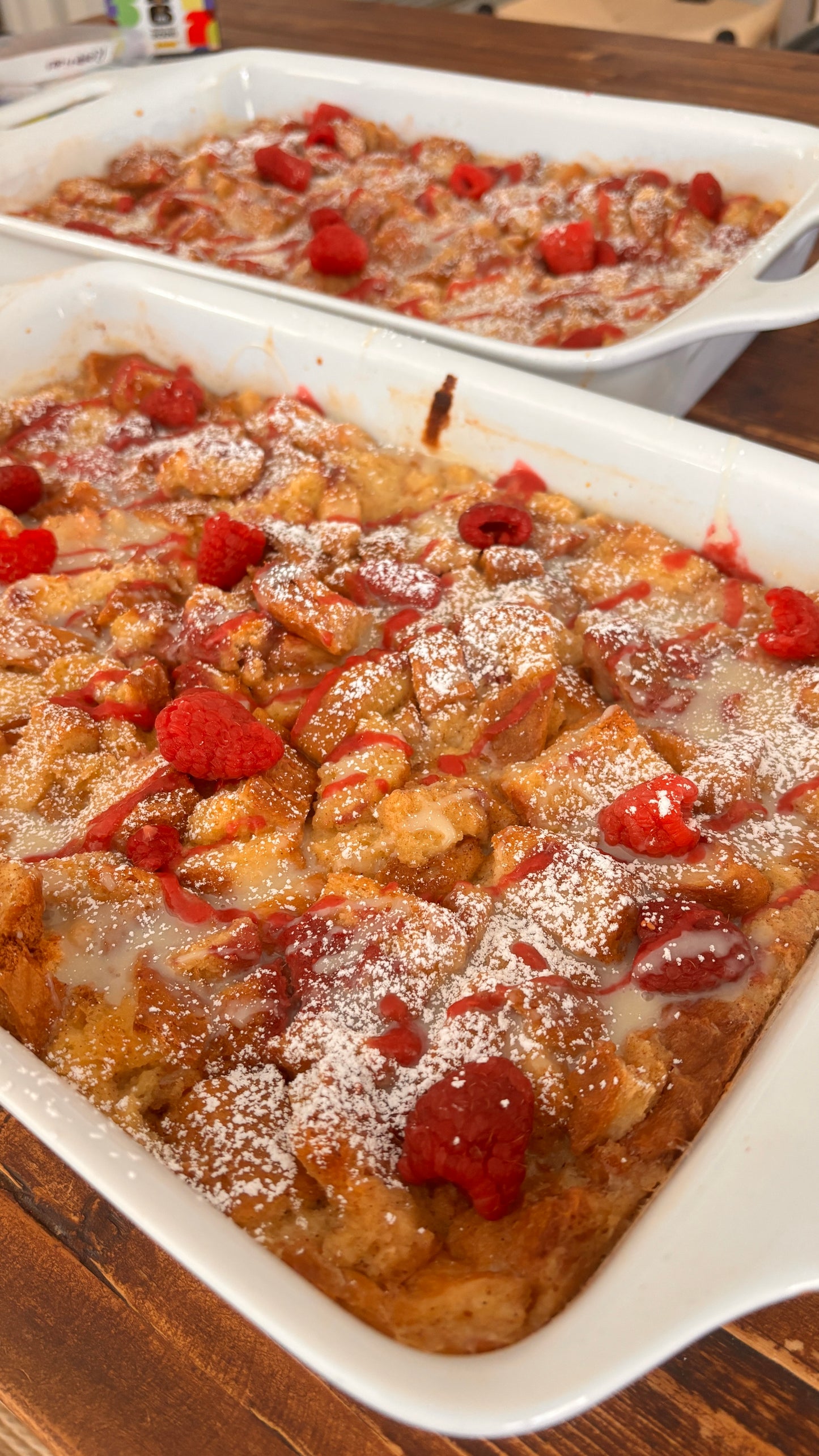 Rasberry and white chocolate Bread Pudding
